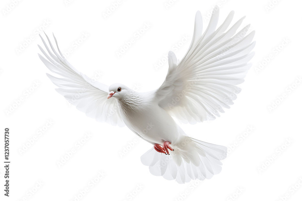 Fototapeta premium a white dove flying isolated on a transparent background