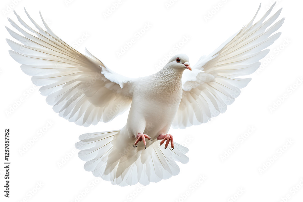 Obraz premium a white dove flying isolated on a transparent background