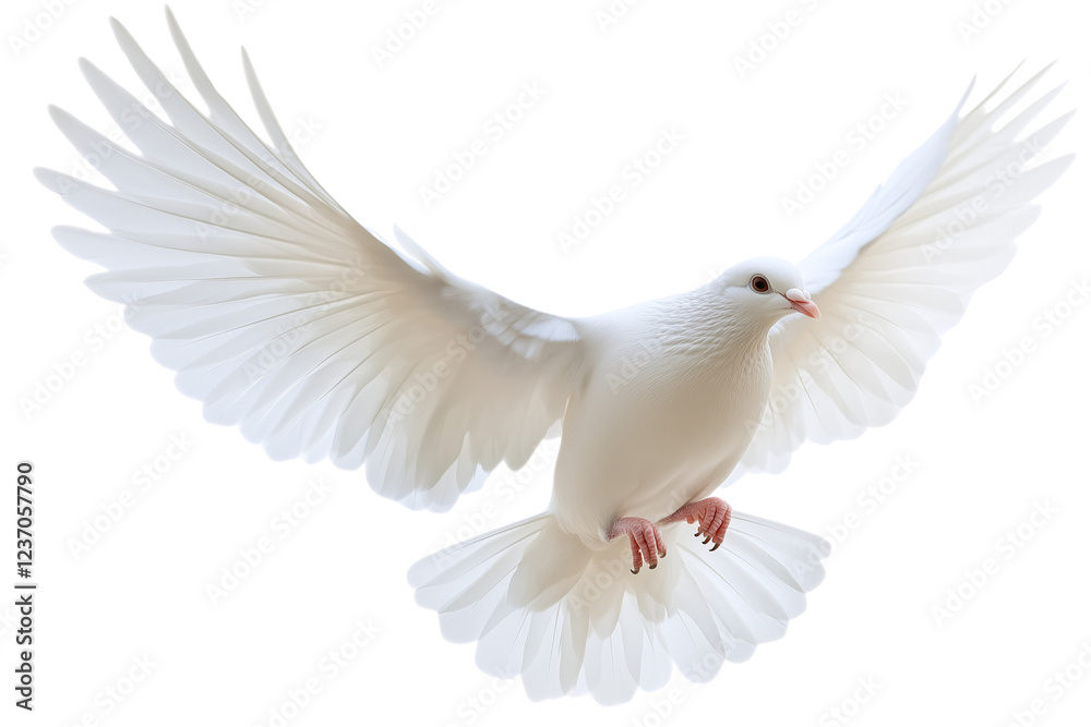 Fototapeta premium a white dove flying isolated on a transparent background