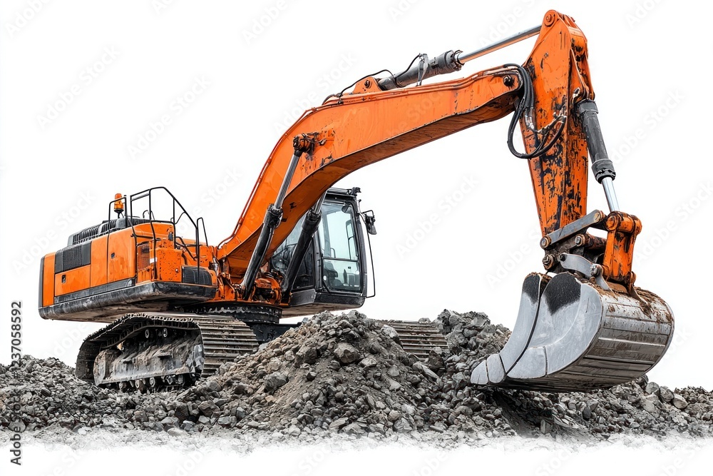 Excavator isolated on white background. Heavy Machinery. Construction Vehicle. Digger Machine. Excavator Arm. Excavator Design Element. Realistic Excavator isolated for Designers.
Excavator isolated on white background. Heavy Machinery. Construction Vehicle. Digger Machine. Excavator Arm. Excavator Design Element. Realistic Excavator isolated for Designers.