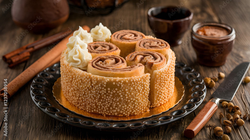 Lotus cream and cinnamon roll cake Lotus cream and cinnamon roll cake