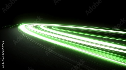 Abstract Green Light Trails Curve Motion