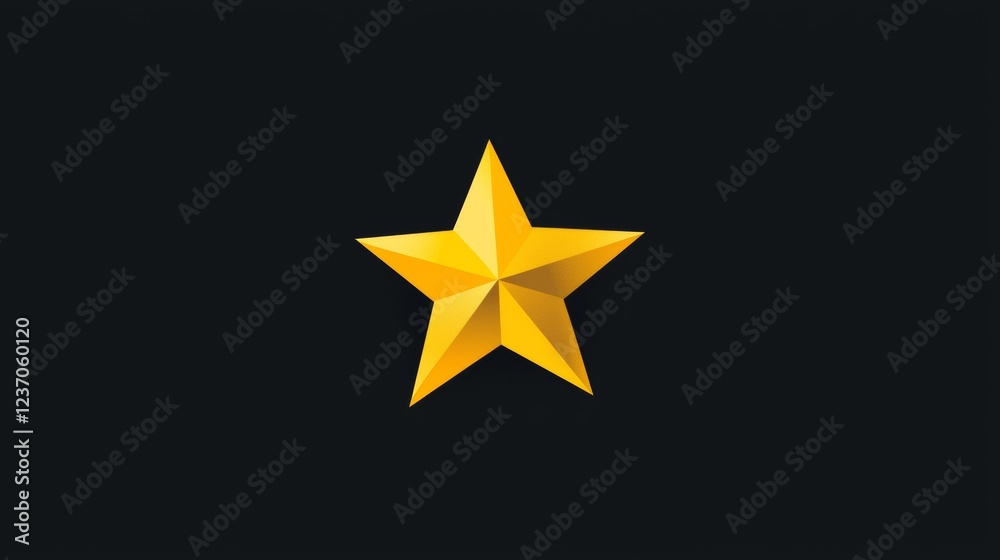 Bold, three-dimensional yellow star illustration on a dark background with geometric design elements and sharp edges. Generative AI Bold, three-dimensional yellow star illustration on a dark background with geometric design elements and sharp edges. Generative AI