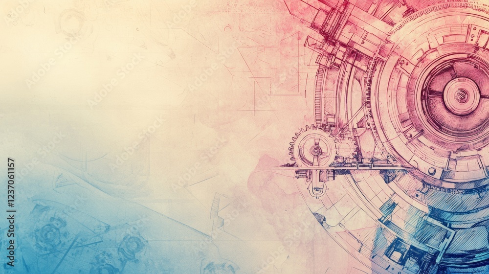 Obraz premium Intricate mechanical design illustrating innovation in technology with vibrant colors and detailed components. Generative AI