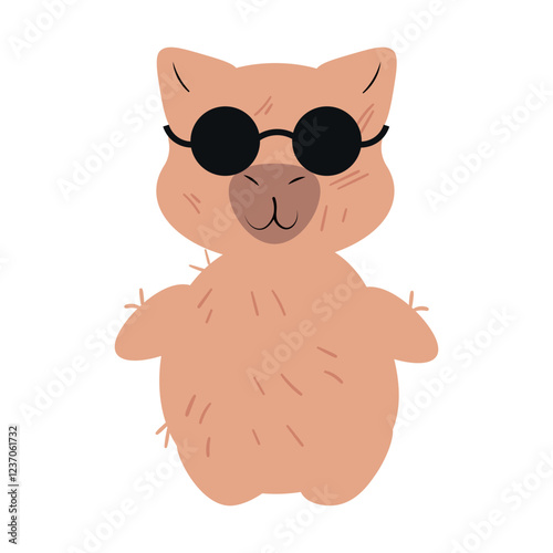 Cool capybara wearing black sunglasses with a confident and relaxed expression. Perfect for trendy designs, fun illustrations, digital stickers, and modern character art