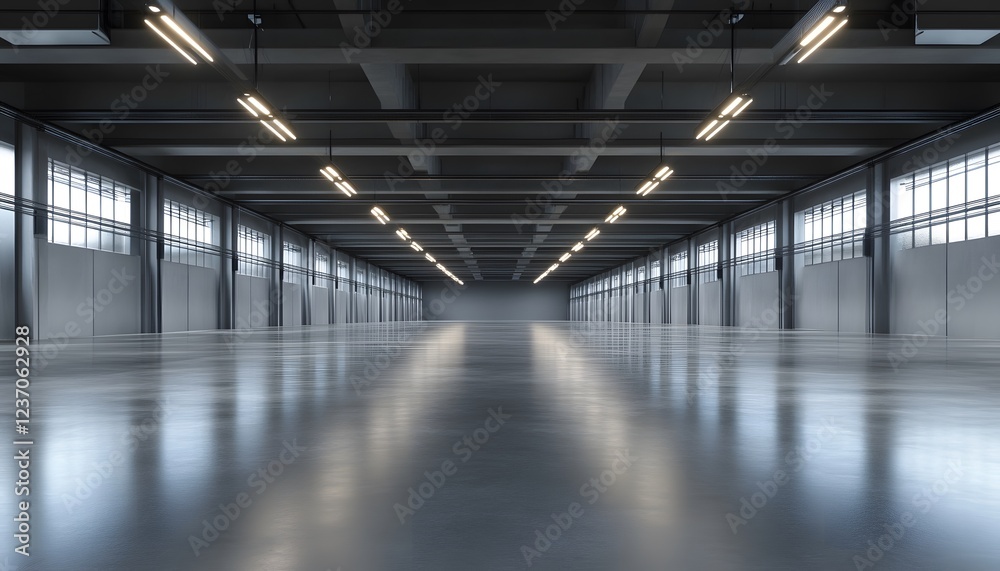 Fototapeta premium Modern Industrial Warehouse Interior Empty Space