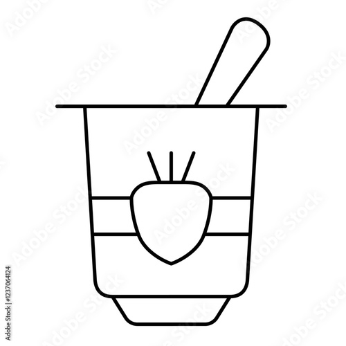 Strawberry Yogurt with Spoon and Strawberry Illustration on the Cup, Packed with Probiotics, Vitamins, and Essential Nutrients for Digestive Health, Heart Health, and Overall Wellness