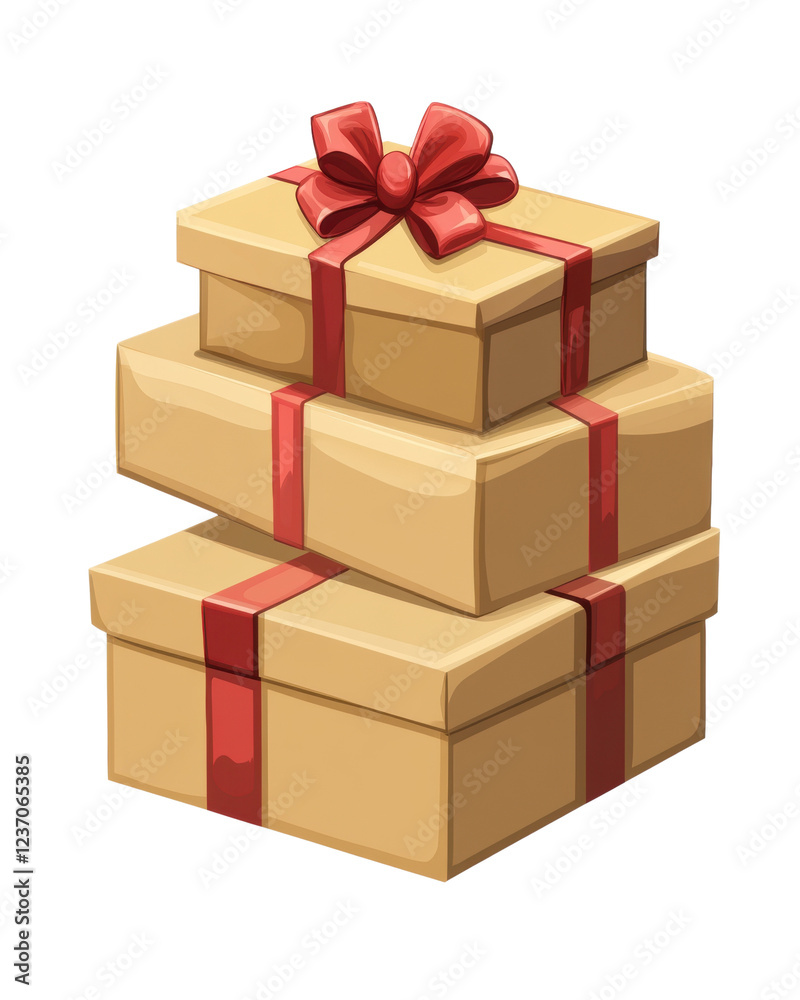 Obraz premium Gift boxes with ribbons, white isolate background