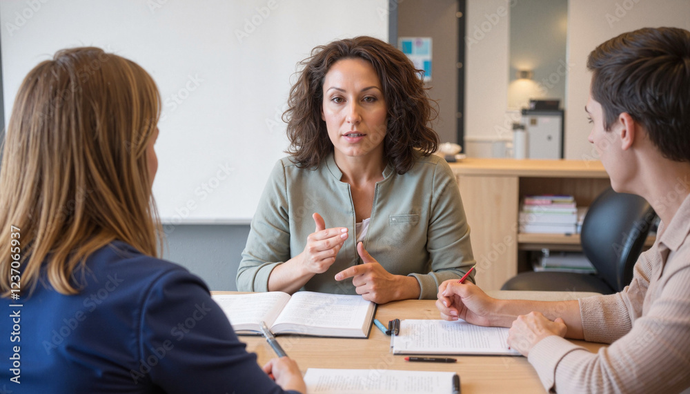 Job candidate engaged in interview in modern boardroom, professional setting Job candidate engaged in interview in modern boardroom, professional setting