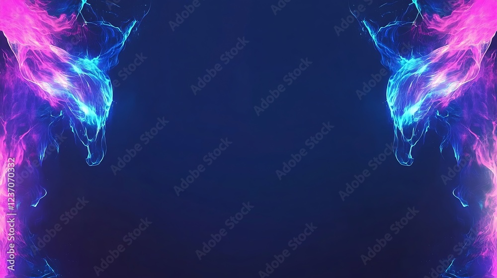 Obraz premium Abstract Neon Blue Pink Energy Creatures Dueling