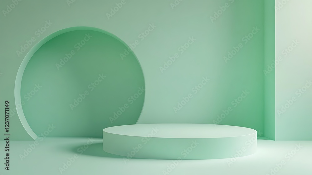 Minimalist Green Studio Display Platform Scene Minimalist Green Studio Display Platform Scene