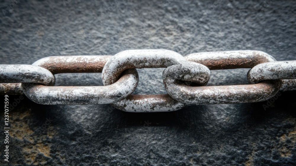 Rusted chain links interlocked strong metal Rusted chain links interlocked strong metal