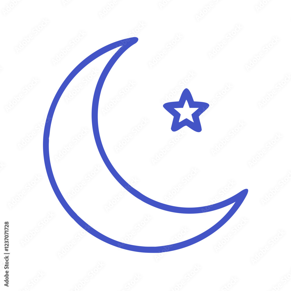 Star and crescent moon glyph icon. Star and crescent moon glyph icon.