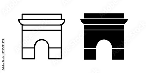arc de triomphe Icon set. Symbol isolated white background. vector illustration. color editable.