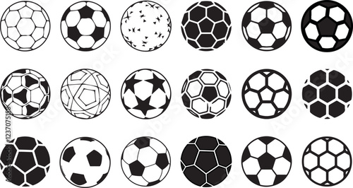 football ball icon set, vector ball icons