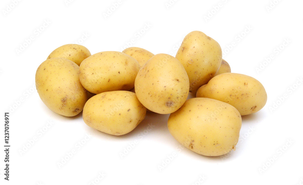 New potato isolated on white background close up New potato isolated on white background close up