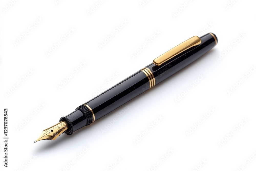 Chic black pen alone on a white background Chic black pen alone on a white background