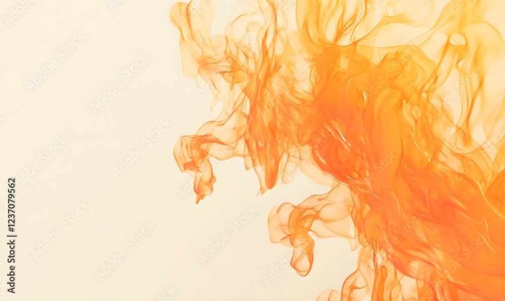 Orange ink swirling in water, abstract background, design element