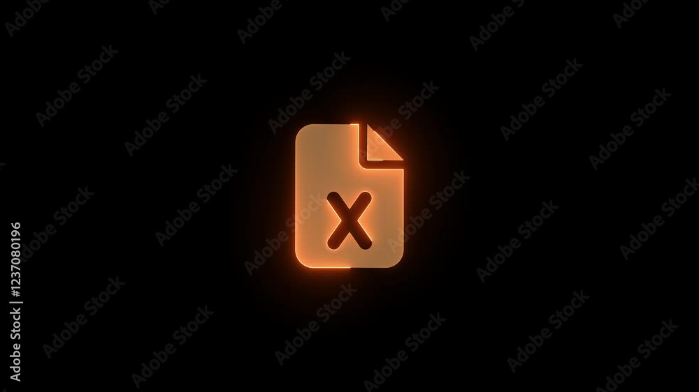 File excel icon brown color glowing neon animation on black background File excel icon brown color glowing neon animation on black background