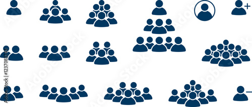 People group icon set. Team of worker. User profile symbol. Group of people or group of users. Persons symbol. Population icon. Increase social development, global demography. Vector illustration.