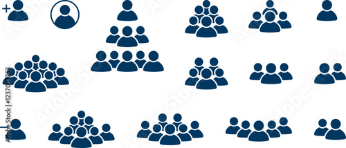 People group icon set. Team of worker. User profile symbol. Group of people or group of users. Persons symbol. Population icon. Increase social development, global demography. Vector illustration.
