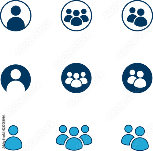 People group icon set. Team of worker. User profile symbol. Group of people or group of users. Persons symbol. Population icon. Increase social development, global demography. Vector illustration.