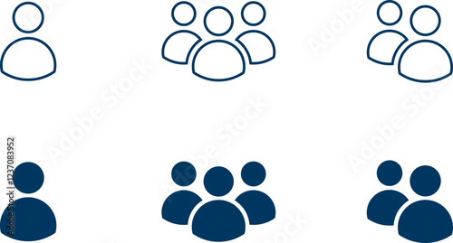 People group icon set. Team of worker. User profile symbol. Group of people or group of users. Persons symbol. Population icon. Increase social development, global demography. Vector illustration.
