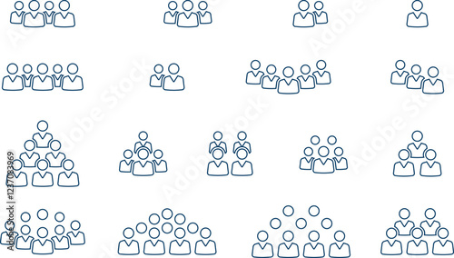 People group icon set. Team of worker. User profile symbol. Group of people or group of users. Persons symbol. Population icon. Increase social development, global demography. Vector illustration.