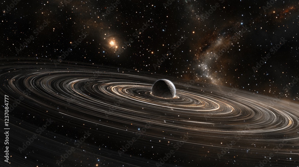 Fototapeta premium Planet Orbiting Within A Spiral Galaxy System
