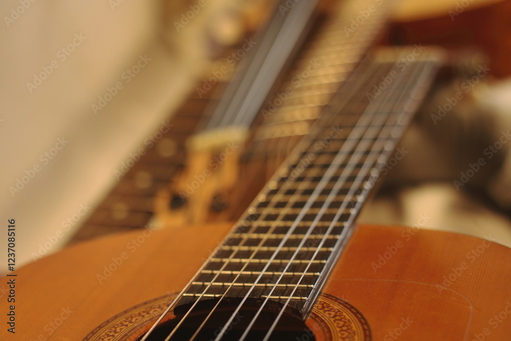 Classical Guitar with Open Soundhole: Elegant Details and Warm Tones Classical Guitar with Open Soundhole: Elegant Details and Warm Tones