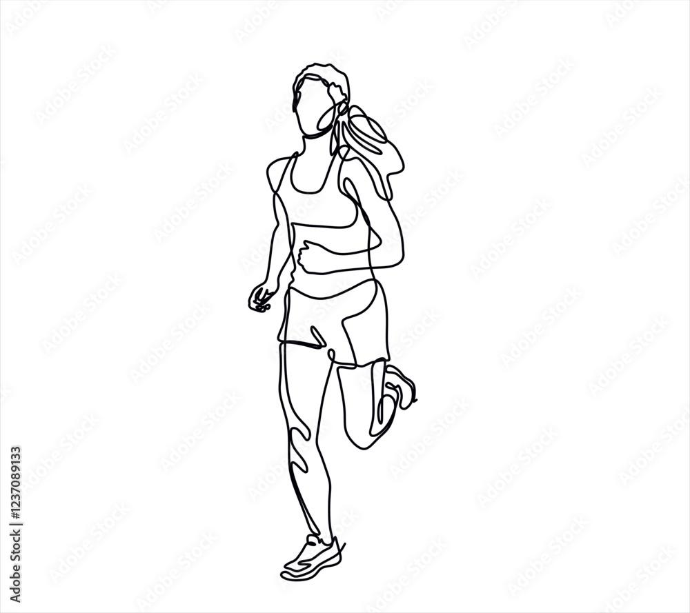 Woman Runner One Line Drawing. Running Abstract Minimal Drawing. Continuous One Line Woman Run Sport Illustration. Modern Trendy Contour Drawing Woman Runner One Line Drawing. Running Abstract Minimal Drawing. Continuous One Line Woman Run Sport Illustration. Modern Trendy Contour Drawing