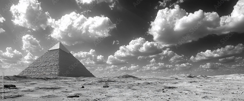 Fototapeta premium Pyramid under a dramatic cloudy sky.