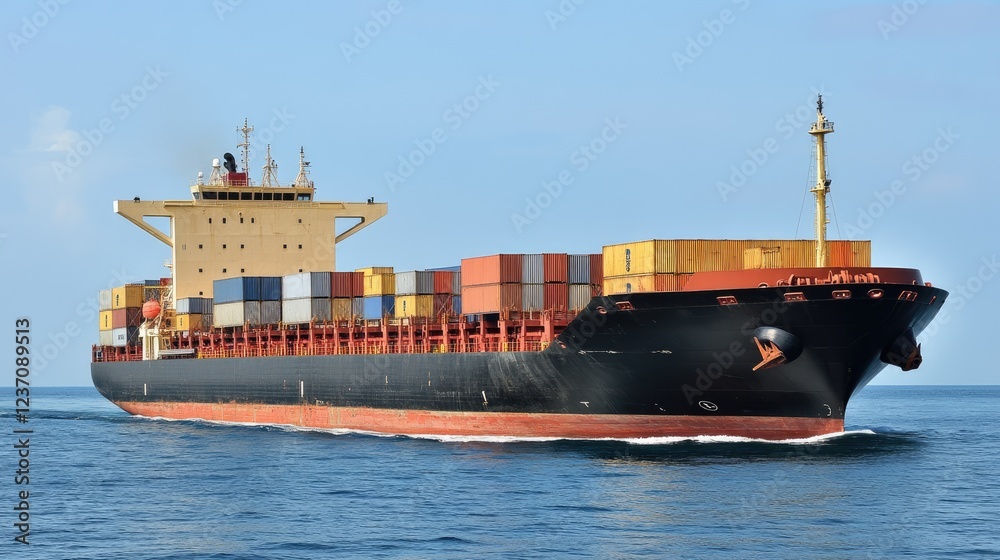 Naklejka premium Container Ship Sailing Across The Ocean