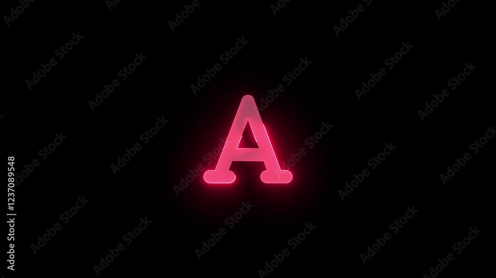 Font icon red color glowing neon animation on black background Font icon red color glowing neon animation on black background