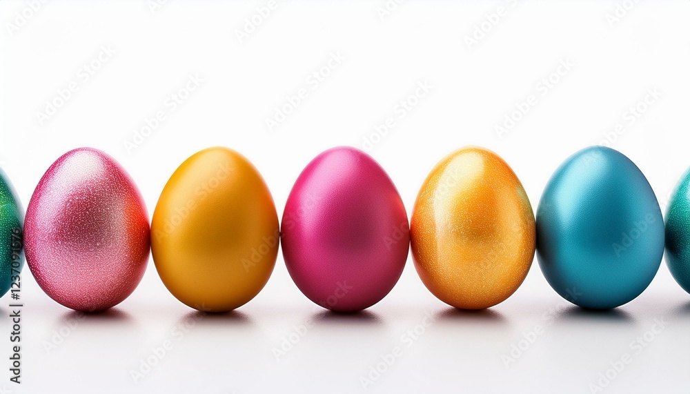 line of colourful easter eggs isolated on white line of colourful easter eggs isolated on white
