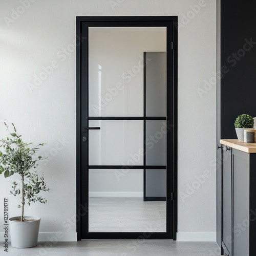 Modern Black Framed Glass Door Interior Design