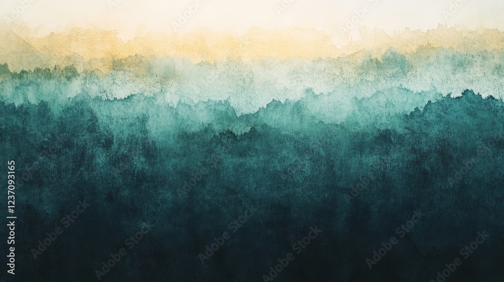 Obraz premium Abstract Watercolor Landscape with Soft Blue and Gold Tones