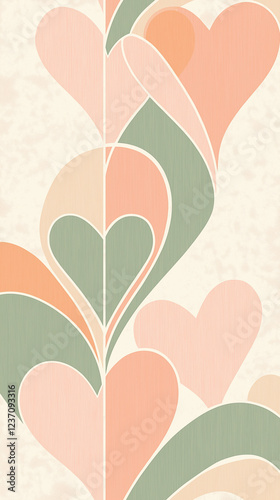 Obraz na płótnie Valentine hearts in pale green and pink vertical w salonie