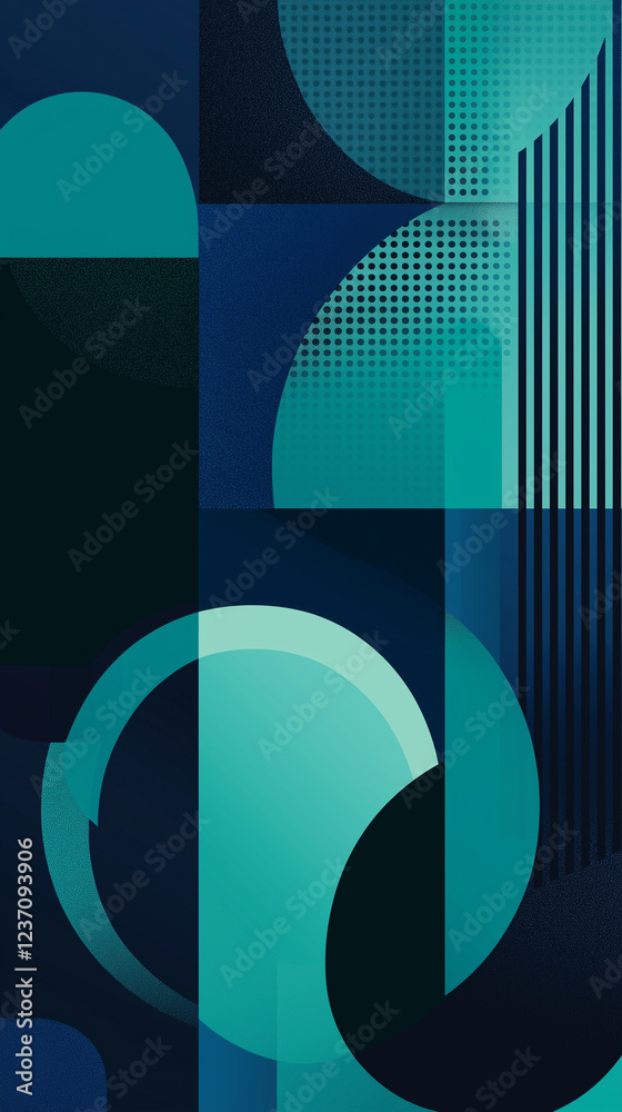 Vertical design of geometric shapes with lines and dots