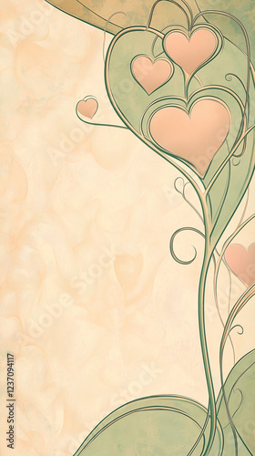 Vining tendrils with hearts and text space
