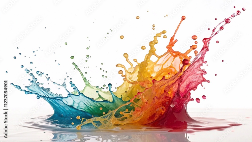 Fototapeta premium Warm paint splash, abstract, colorful, isolated on white background.