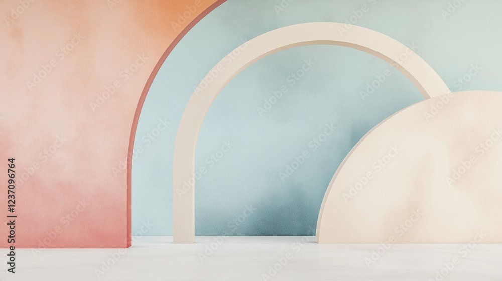 Semi-circular shapes in pale colors with room for text