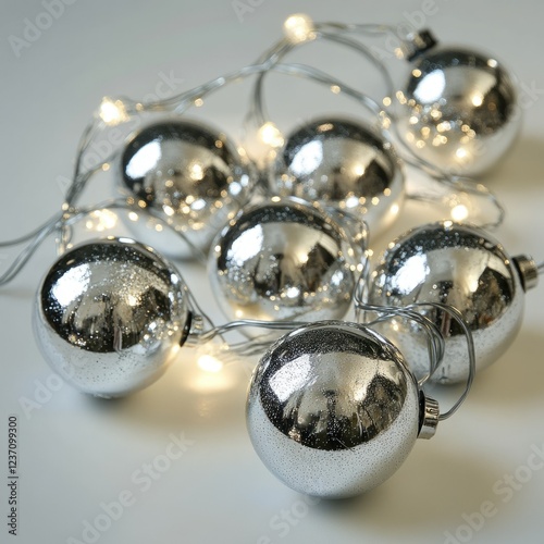 Elegant Solar-Powered String Lights Featuring Silver Bulbs for Garden and Patio Illumination photo