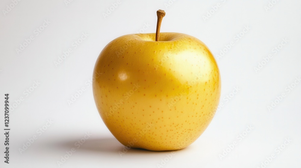 Fresh Golden Apple on White Background with Soft Lighting Fresh Golden Apple on White Background with Soft Lighting
