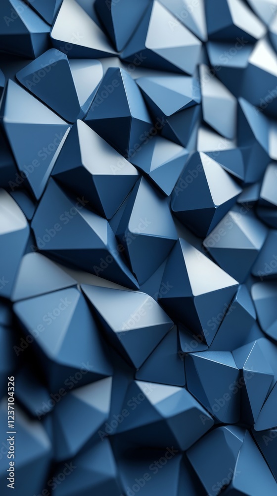 Fototapeta premium Abstract 3D polygonal architecture with futuristic geometric shapes and vibrant colors. 3D background with triangular surfaces in an innovative vision.