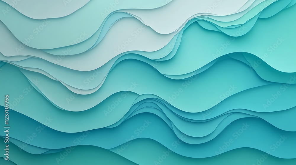 Abstract Blue Wave Papercut Layers Design Abstract Blue Wave Papercut Layers Design