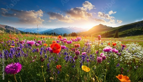 blumenwiese sommerblumen landschaft natur photo