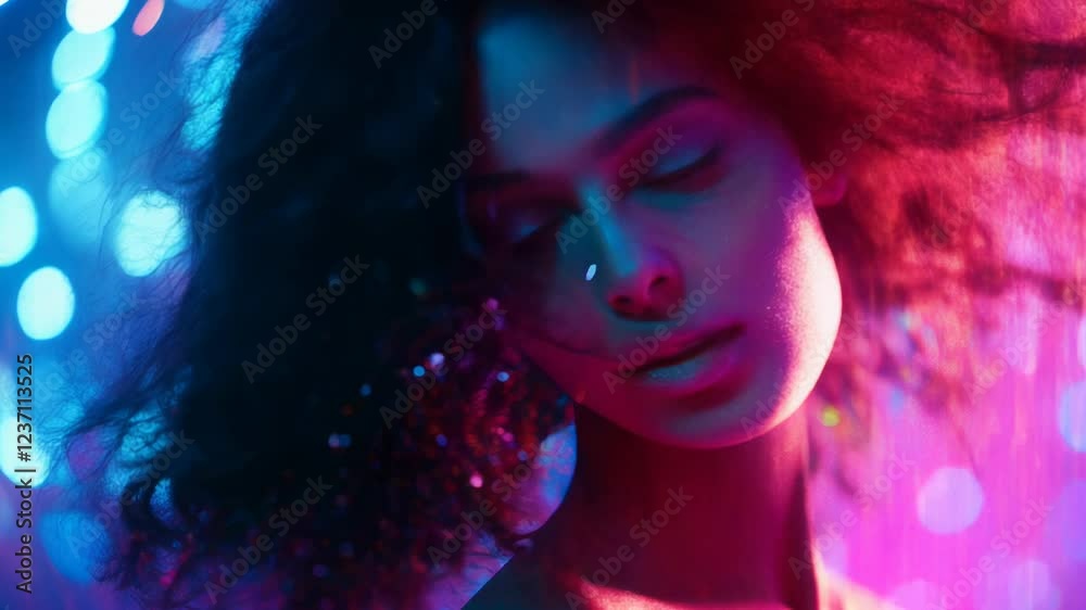 This image features a model with dynamic hair and captivating lighting effects that mesmerize viewers This image features a model with dynamic hair and captivating lighting effects that mesmerize viewers
