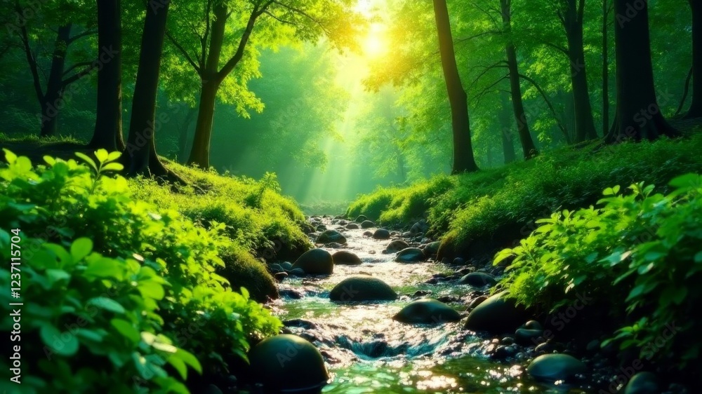 Fototapeta premium mountain river in the forest on a sunny day