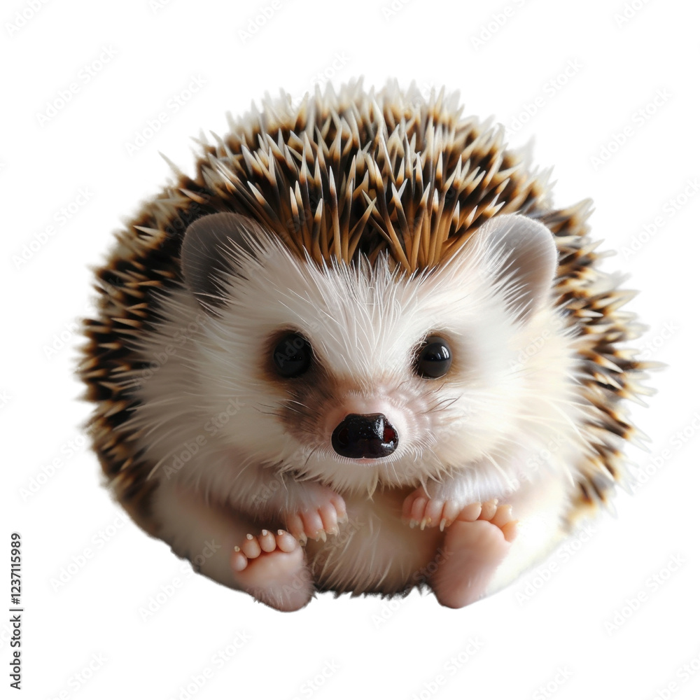 Obraz premium Cute hedgehog with soft fur and spiky back, sitting in playful pose. This adorable creature showcases its tiny paws and expressive face, evoking warmth and joy